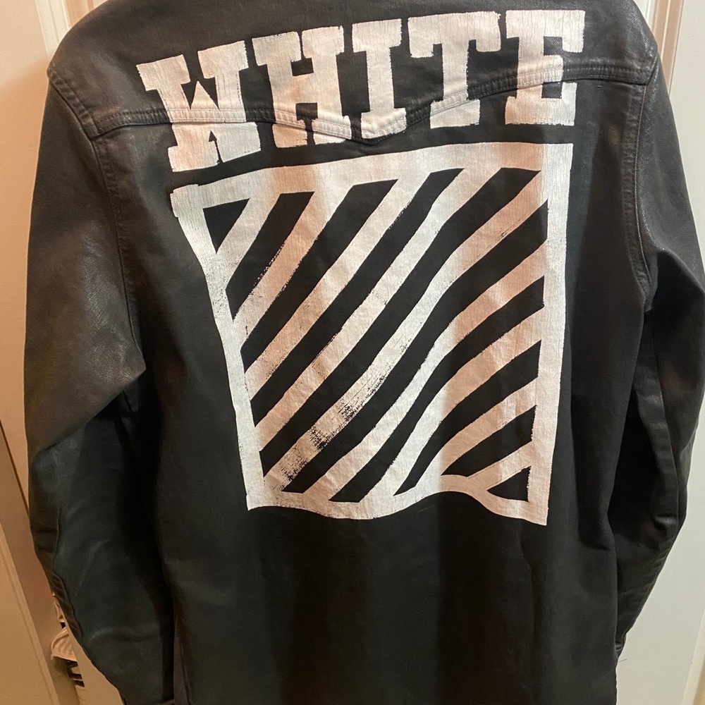 Off white black jean button up shirt
